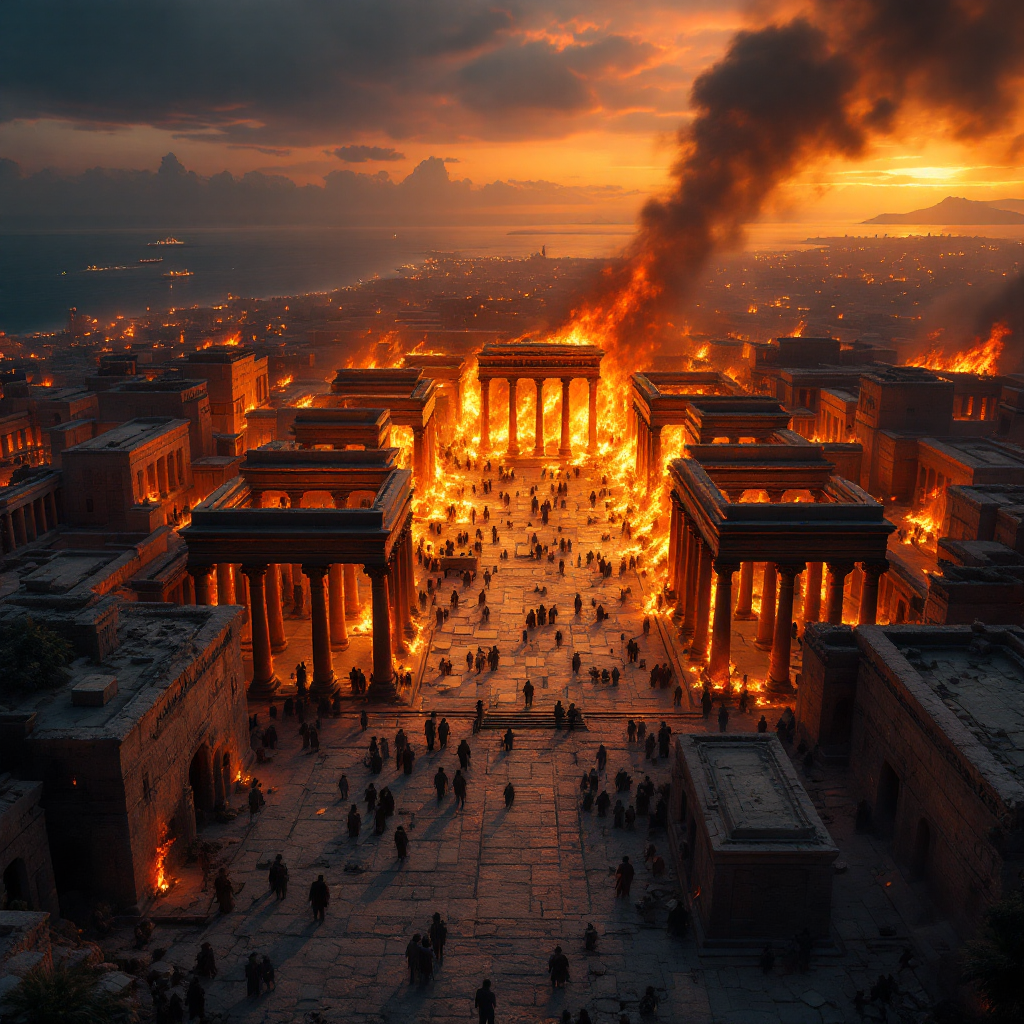 library of alexandria burning